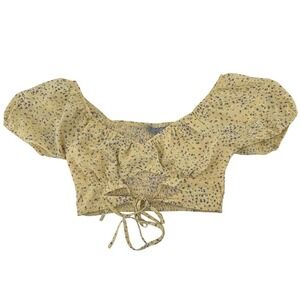Butter Yellow Crop Top Large Coquette Festival Cottagecore Fairy Romantic Boho